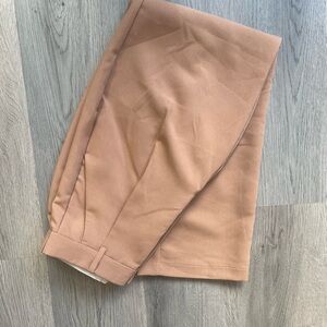 Curve Love A&F Quinn Tailored Straight Pant in Tan